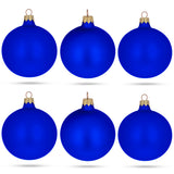 Set of 6 Blue Matte Glass Ball Christmas Ornaments 3.25 Inches