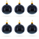 Black Glossy Glass Ball Christmas Ornament 3.25 Inches