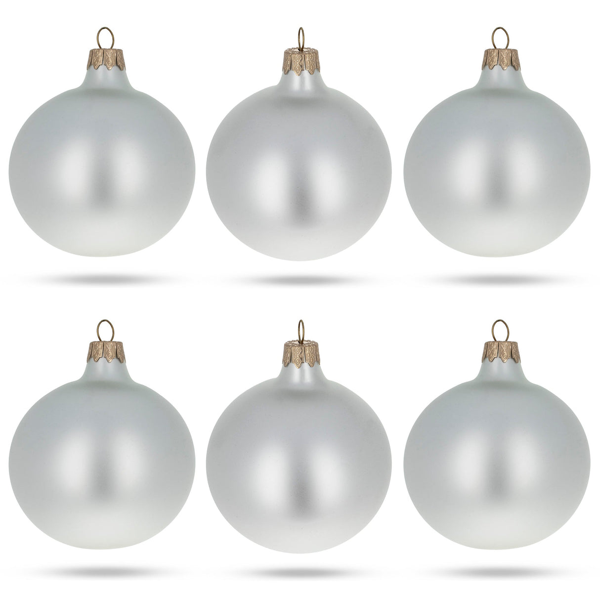 Set of 6 Matte White Glass Ball Christmas Ornaments 3.25 Inches