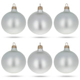 Set of 6 Matte White Glass Ball Christmas Ornaments 3.25 Inches