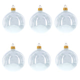 Set of 6 White Glossy Glass Ball Christmas Ornaments 3.25 Inches