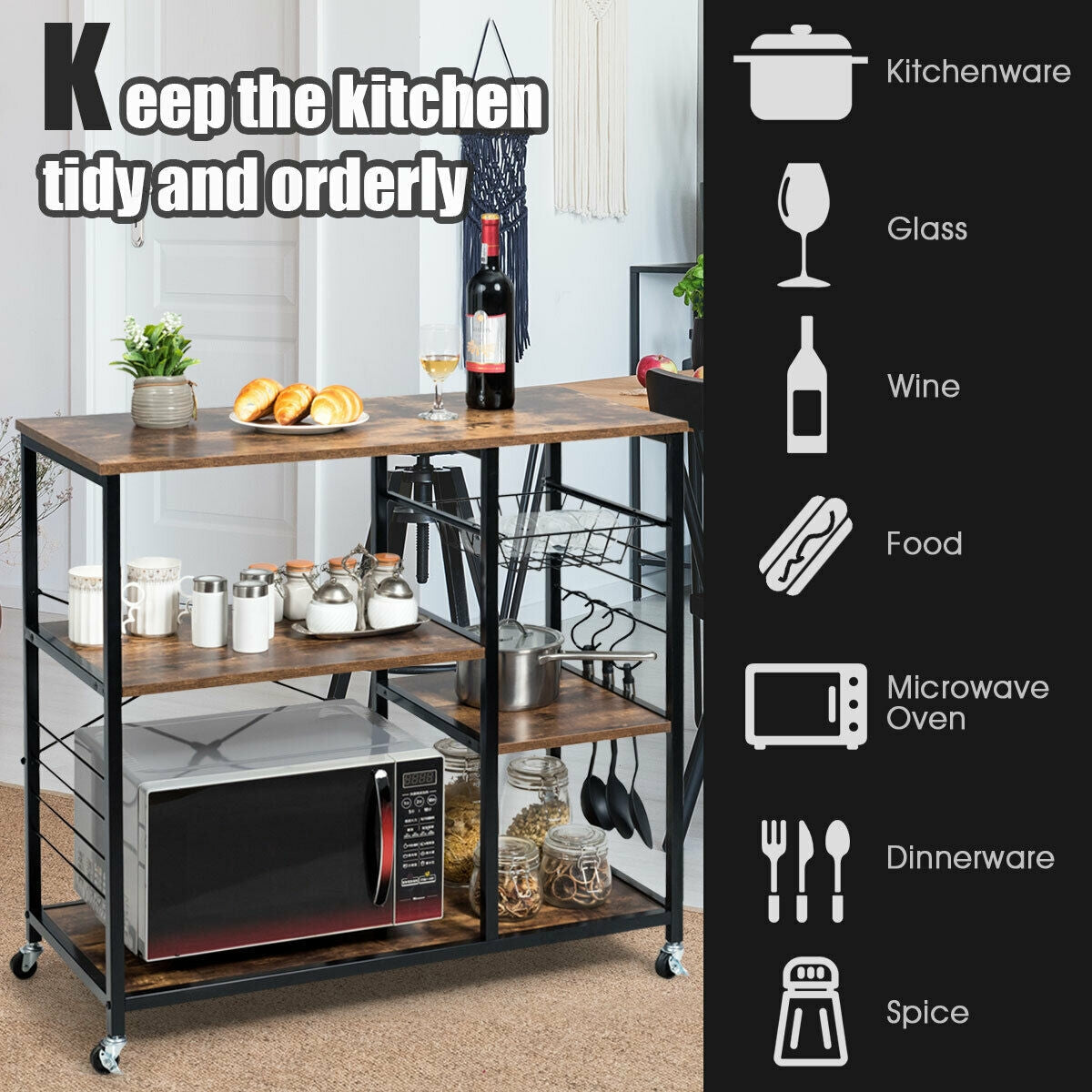 Estantería de almacenamiento para panadería de cocina industrial con ruedas