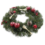 Ukrainian Christmas Wreath w. Frosted Straw Bows, Apples & Pine Cones 16 Inches