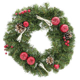 Ukrainian Christmas Wreath w. Frosted Straw Bows, Apples & Pine Cones 16 Inches
