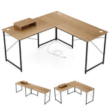 Escritorio de computadora reversible en forma de L de 95 pulgadas para 2 personas con soporte para monitor