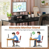 Escritorio de computadora reversible en forma de L de 95 pulgadas para 2 personas con soporte para monitor