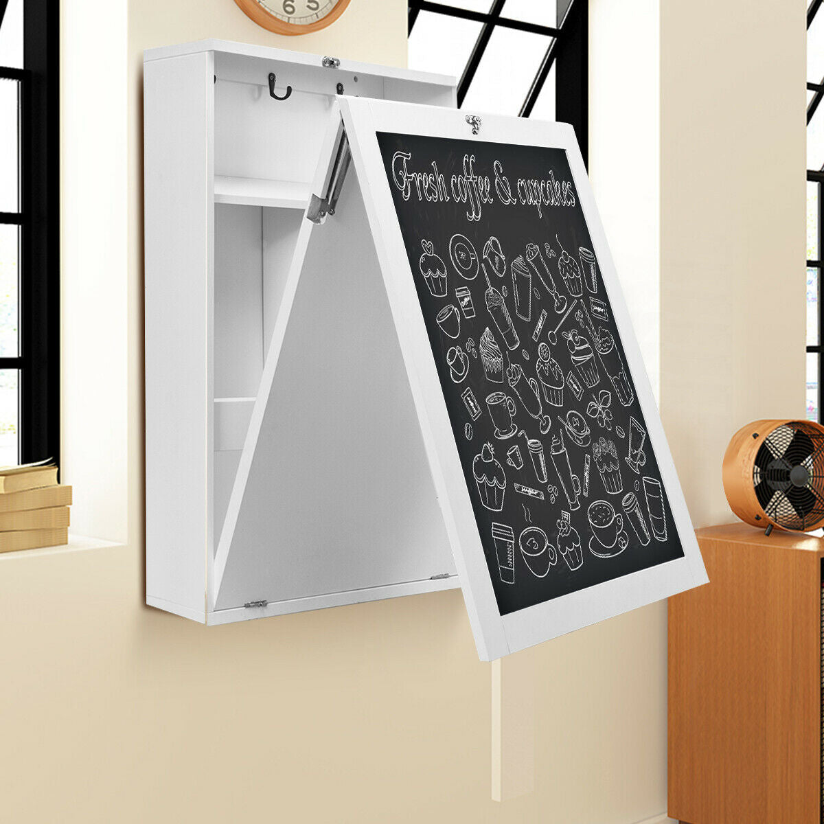 Mesa plegable de pared con pizarra