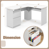 L-Shaped Computer Desk with Letter File Drawer