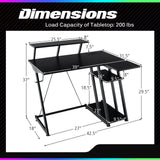 L Shaped Gaming Desk with Outlets and USB Ports