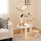 Torre para gatos grande de madera 4 en 1 con nido de cápsula espacial para gatos de interior