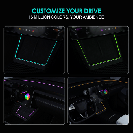 Laser-Carved Ambient Light for Model Y Juniper Wireless Charging Port | TESERY