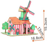 Windmill Model Kit - Wooden Laser-Cut 3D Puzzle (82 Pcs)
