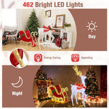 Renos navideños y trineo de Papá Noel iluminados con LED
