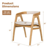 Silla de comedor de bambú para ocio con respaldo curvo y almohadillas antideslizantes para los pies - Natural