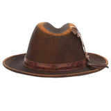 Scala Woodstock - Sombrero fedora de fieltro de lana suave desgastado