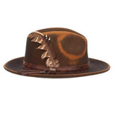 Scala Woodstock - Sombrero fedora de fieltro de lana suave desgastado
