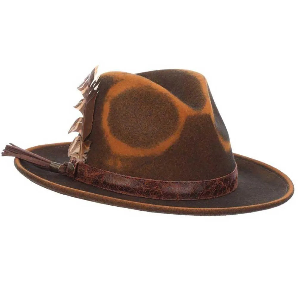 Scala Woodstock - Sombrero fedora de fieltro de lana suave desgastado