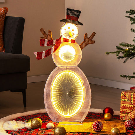 Muñeco de Nieve Iluminado de 2.6 Pies con Luces LED y Soporte Metálico