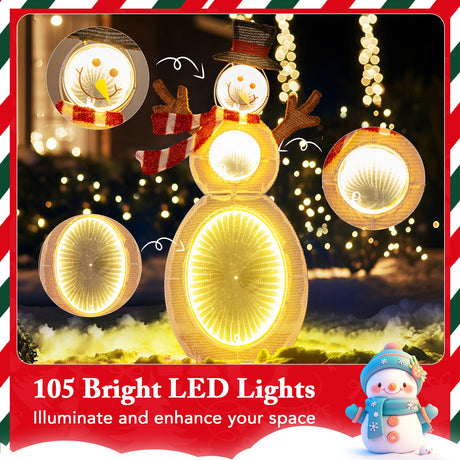 Muñeco de Nieve Iluminado de 2.6 Pies con Luces LED y Soporte Metálico