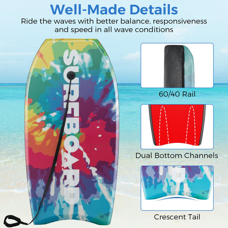 33/37/41 Pulgadas Tabla de bodyboard ligera con núcleo de EPS, cubierta de XPE, parte inferior de HDPE, multicolor1