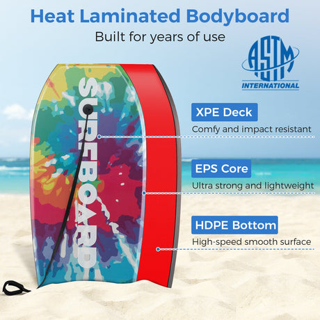 33/37/41 Pulgadas Tabla de bodyboard ligera con núcleo de EPS, cubierta de XPE, parte inferior de HDPE, multicolor1