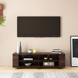Mueble de TV de madera para almacenamiento de consolas y equipos multimedia de 59 pulgadas - Nogal