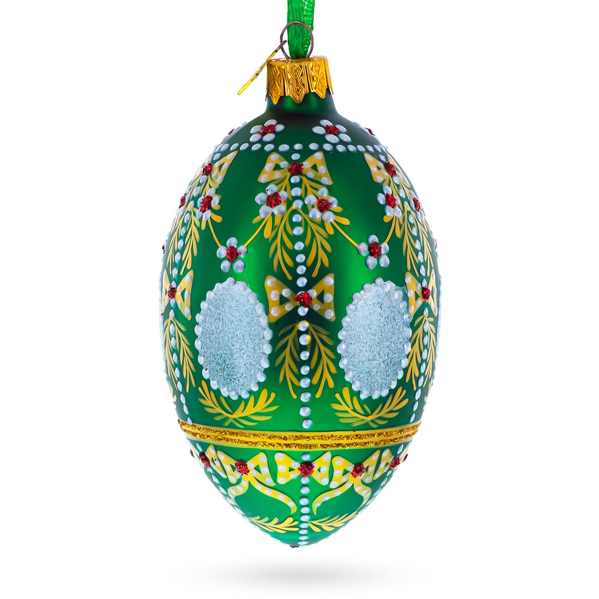 1908 Alexander Palace Royal on Green Egg Glass Ornament 4 Inches