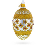 Gold Stars On Trellis Egg Glass Ornament 4 Inches