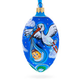 Newborn Baby Boy Egg Glass Ornament 4 Inches
