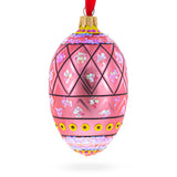 Easter Bunny With Tulips Glass Egg Ornament 4 Inches