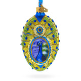 Peacock Glass Egg Ornament 4 Inches