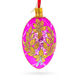 Golden Branches On Pink Glass Egg Ornament 4 Inches