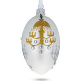 Chandeliers On White Glass Egg Ornament 4 Inches