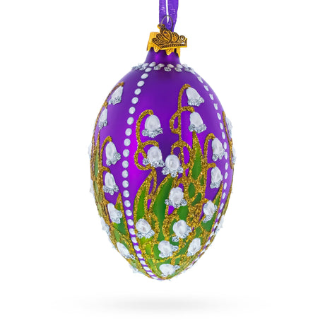 1898 Lilies Of The Valley In Purple Royal Egg Glass Ornament 4 Inches
