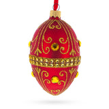 Jeweled Red Glass Egg Ornament 4 Inches