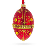 Jeweled Red Glass Egg Ornament 4 Inches