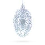 Jeweled Beads on Glossy White Glass Egg Ornament 4 Inches