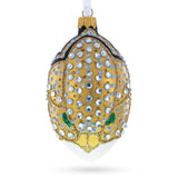 Louis-Francois Designer Jeweled Panther Glass Egg Christmas Ornament 4 Inches