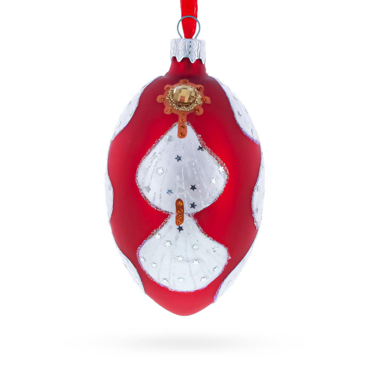 Florence Designer Jeweled Sea Shells Earrings Glass Egg Christmas Ornament 4 Inches