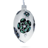 French Couturier Green Jeweled Pendant Necklace Glass Egg Christmas Ornament 4 Inches