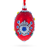 Florence Designer Jeweled Pendant Necklace Glass Egg Christmas Ornament 4 Inches