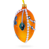 Italian Couturier Fine Jeweled Flower Necklace Glass Egg Christmas Ornament 4 Inches