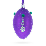 Milan Designer Intricate Jeweled Flower Necklace Glass Egg Christmas Ornament 4 Inches