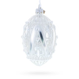 Pearlized Drops on White Glass Egg Christmas Ornament 4 Inches