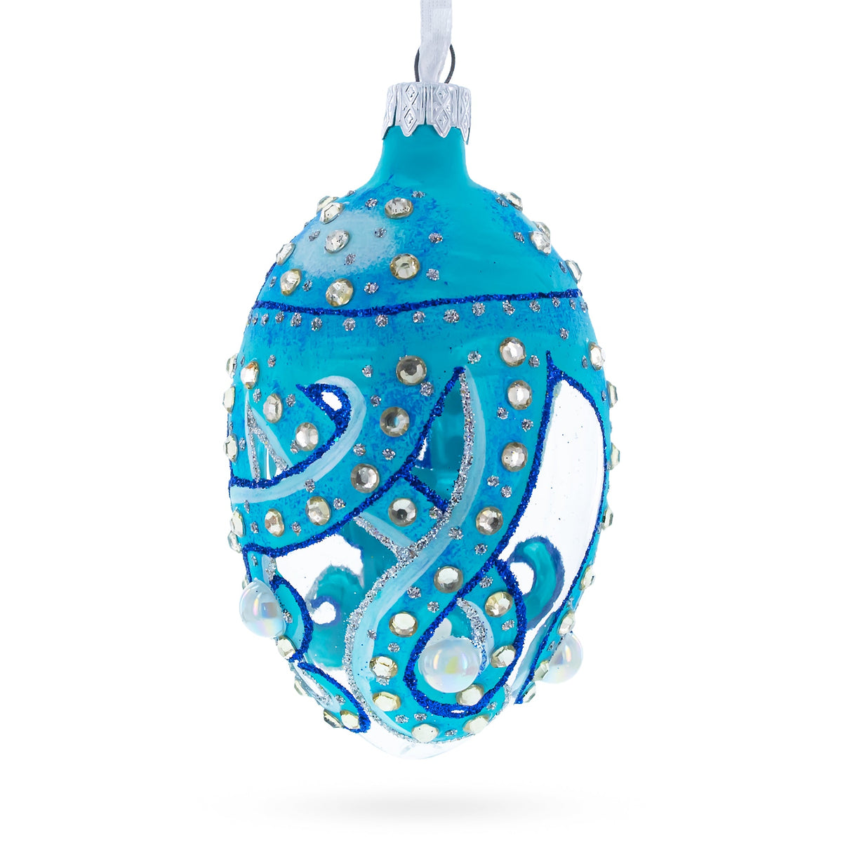 Octopus Glass Egg Christmas Ornament 4 Inches