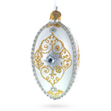 Diamond in Golden Scroll Glass Egg Christmas Ornament 4 Inches