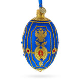 Golden Eagle on Blue Glass Egg Christmas Ornament 4 Inches