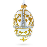 Jeweled Golden Chandelier on Silver Glass Egg Christmas Ornament 4 Inches