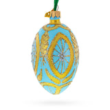 Golden Wheat on Turquoise Glass Egg Christmas Ornament 4 Inches