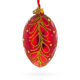 Red Paisley Glass Egg Christmas Ornament 4 Inches